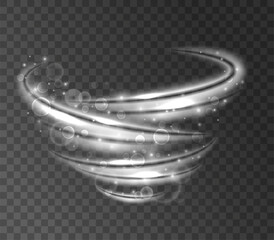 Vortex tornado. Abstract white foam with soap bubbles. Dynamic 3d elements for design of washing powders and liquid detergents
