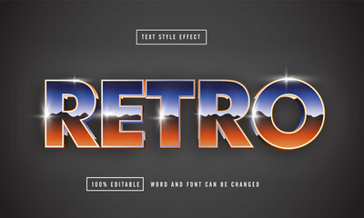 Retro chrome vintage text effect editable premium download
