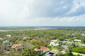 Aerial view of Daytona Beach and Halifax river