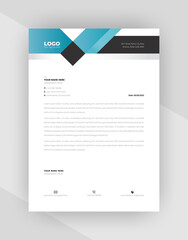 Cyan & Black color Corporate letterhead template design.