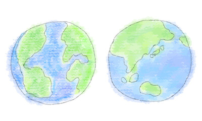 いたずら書き風のかわいい地球のイラスト