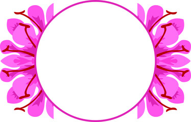 Vector Design of a Pink Flower Ornament Circle Frame with a Nature Theme