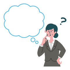 スーツ　女性　士業　コメント　空欄　悩んでいる
