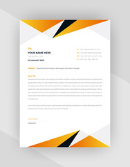 Yellow & Black Abstract letterhead template design.