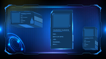 Abstract technology futuristic interface hud personal group profile sci fi concept. © moxumbic