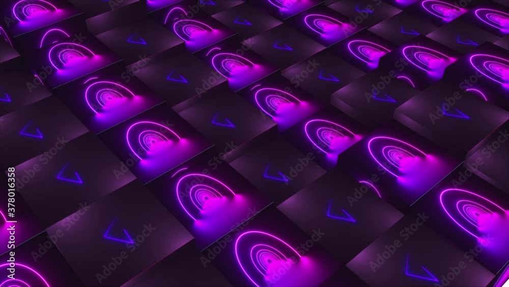 Aufkleber 3d rendering background of cubes with neon located at different levels. computer generated abstract 
