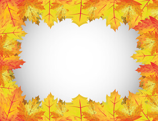 Realistic autumn leaves over gradient background