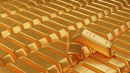 Obraz premium Gold bar stack. 3d render illustration