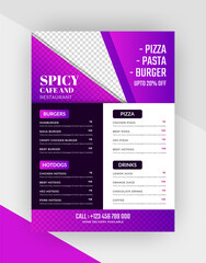 Abstract Restaurant Food menu flyer vector template.