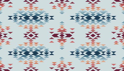 Tribal ethnic multicolored geometric triangle pattern seamless vector abstract background  - obrazy, fototapety, plakaty