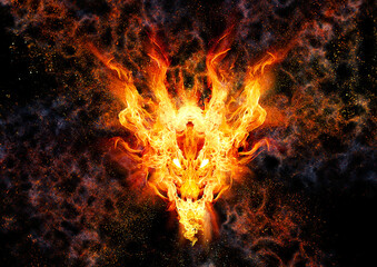 Fototapeta na wymiar 抽象的な火の龍