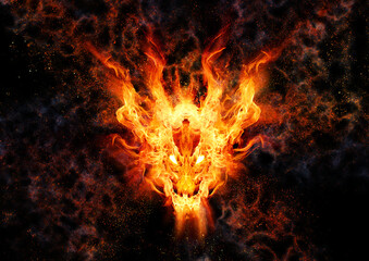 Fototapeta na wymiar 抽象的な火の龍