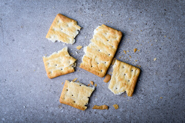 Broken dry crackers