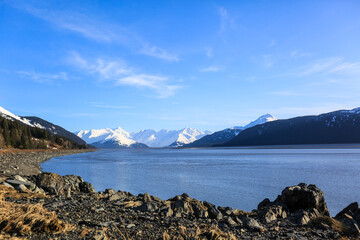 Fototapeta na wymiar Turnagain Arm from Girdwood, Anchorage, Alaska