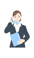 電話　書類　ポーズ　ビジネス　スーツ　女性