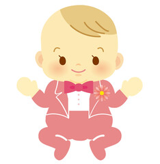 ハロウィンコスプレの赤ちゃん　スーツ　正面　ベビー全身イラスト47