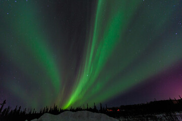 Aurora ( aurorae or auroras),northern lights (aurora borealis) or southern lights (aurora australis). natural light display in Earth's sky. Chena Hot Springs Rd, Fairbanks, Alaska. Winter / March	