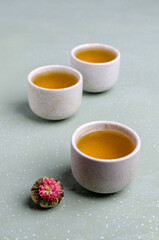 Traditional green tea in a ceramic dish