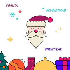 Santa Claus, Father Frost filled line icon, simple illustration