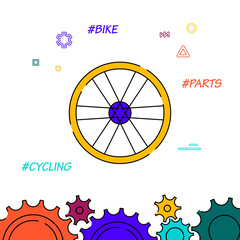 Bicycle wheel spokes filled line icon, simple illustration