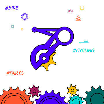 Bicycle rear derailleur filled line icon, simple illustration
