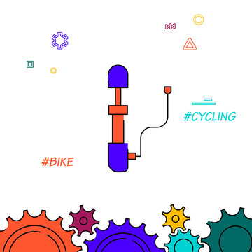 Bicycle pump filled line vector icon, simple illustration, related bottom border.
