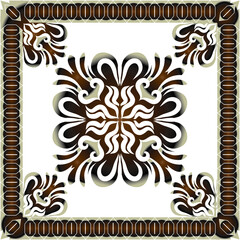 Decorative pattern of red and brown baroque motif with flowers design Illustration.scarf design vector illustration.