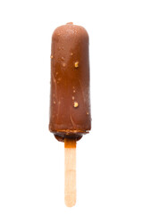 A levitation picture of coco bar ice cream type on isolated white background