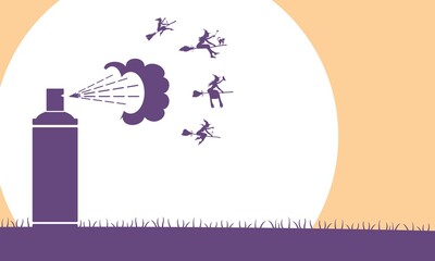 Illustration of witches spray. Flying witches spread