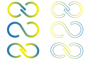Infinity symbol. Color set of logos infinite. Colorful loops. Bright ribbons. Vector illustration. Stock image.
