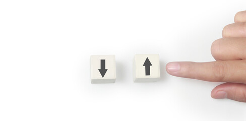 Concept creative idea and innovation. cube block in hand