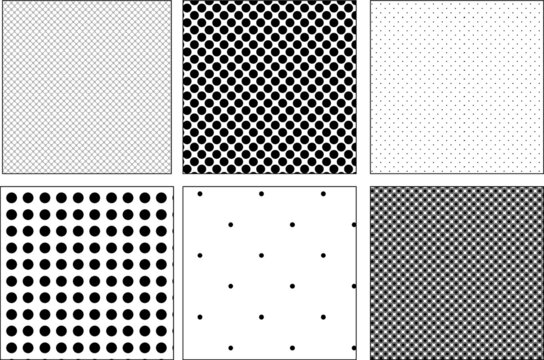 Black and white seamless polka dot pattern vector set