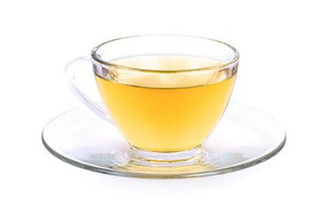 Cup of hot herbal tea isolated on white background with clipping path. 