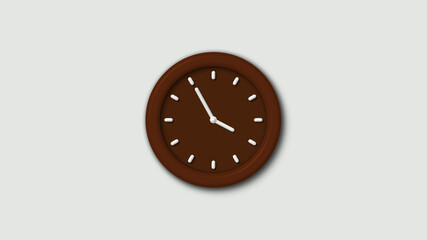 Brown dark 3d wall clock isolated on white background,wall clock