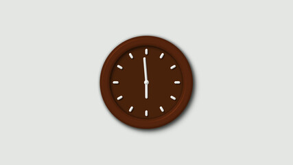 Brown dark 3d wall clock isolated on white background,wall clock