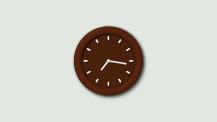 Brown dark 3d wall clock isolated on white background,wall clock