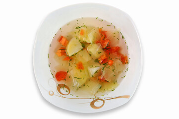 Homemade vegetable soup with cabbage