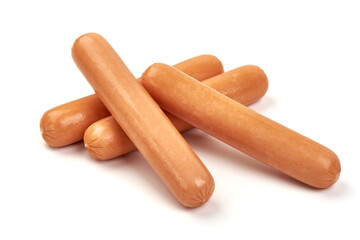 Boiled sausages, isolated on white background