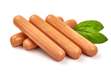 Boiled sausages, isolated on white background