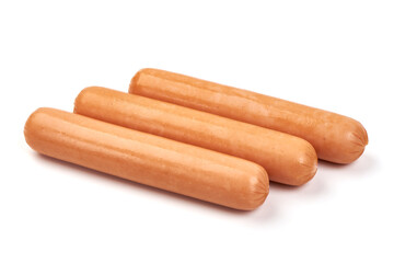 Boiled sausages, isolated on white background