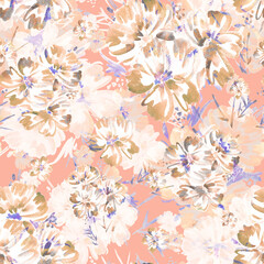 Fototapeta na wymiar Seamless pattern of blue wildflowers