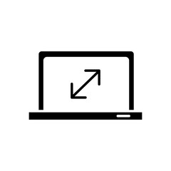 laptop computer portable with arrows silhouette style icon
