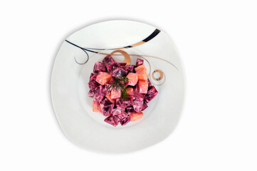 Salad of boiled beets and carrots