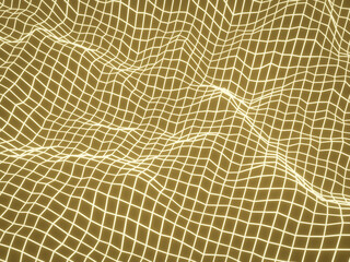 3D rendering yellow light topographic wireframe