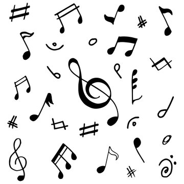 Set of music note doodle. vector illustration