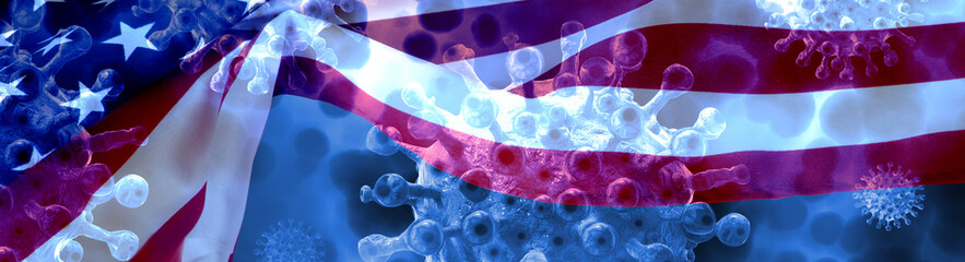 Flagge von USA und Corona Virus