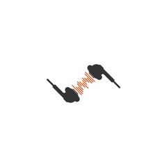 Earphone, earbuds icon flat design