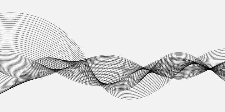 Abstract Black Wave Lines On White Background