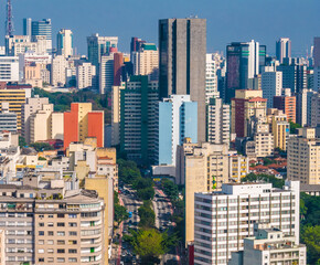 Naklejka premium Panoramic view of Sao Paulo City Downtown