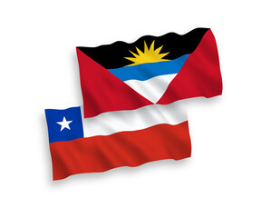 Flags of Antigua and Barbuda and Chile on a white background